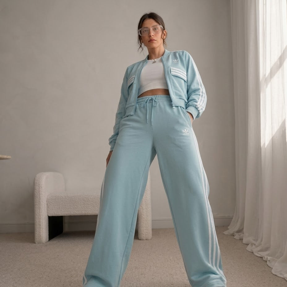 Adidas Originals Women's Three Stripes Tracksuit – Cyan Blue