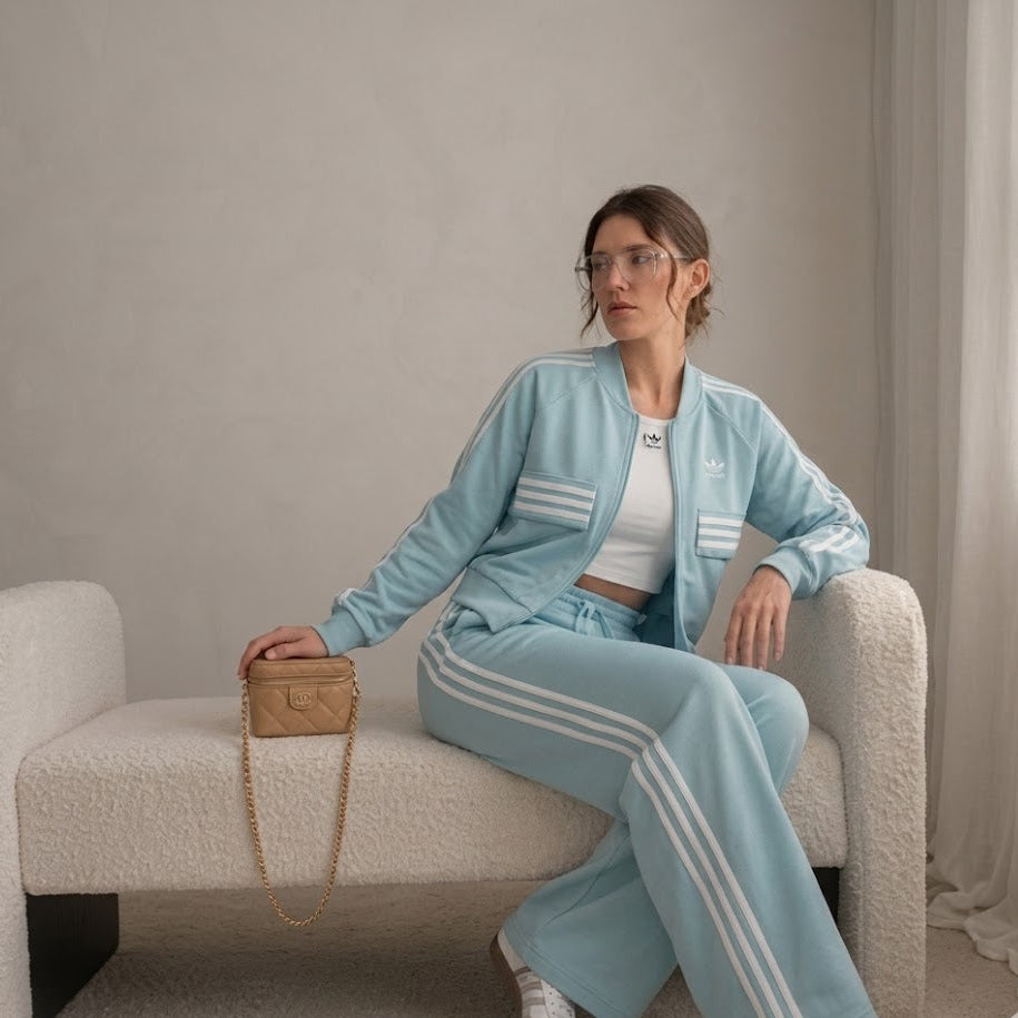 Adidas Originals Women's Three Stripes Tracksuit – Cyan Blue