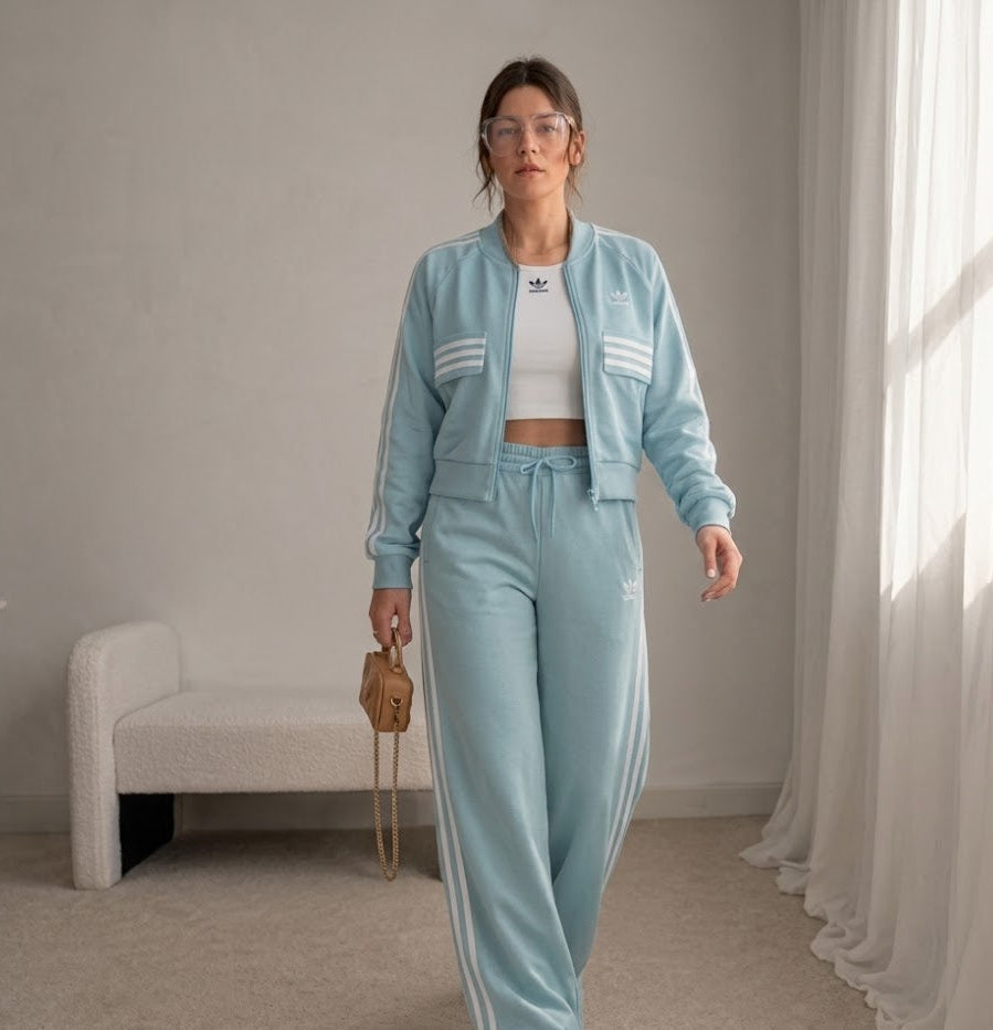 Adidas Originals Women's Three Stripes Tracksuit – Cyan Blue