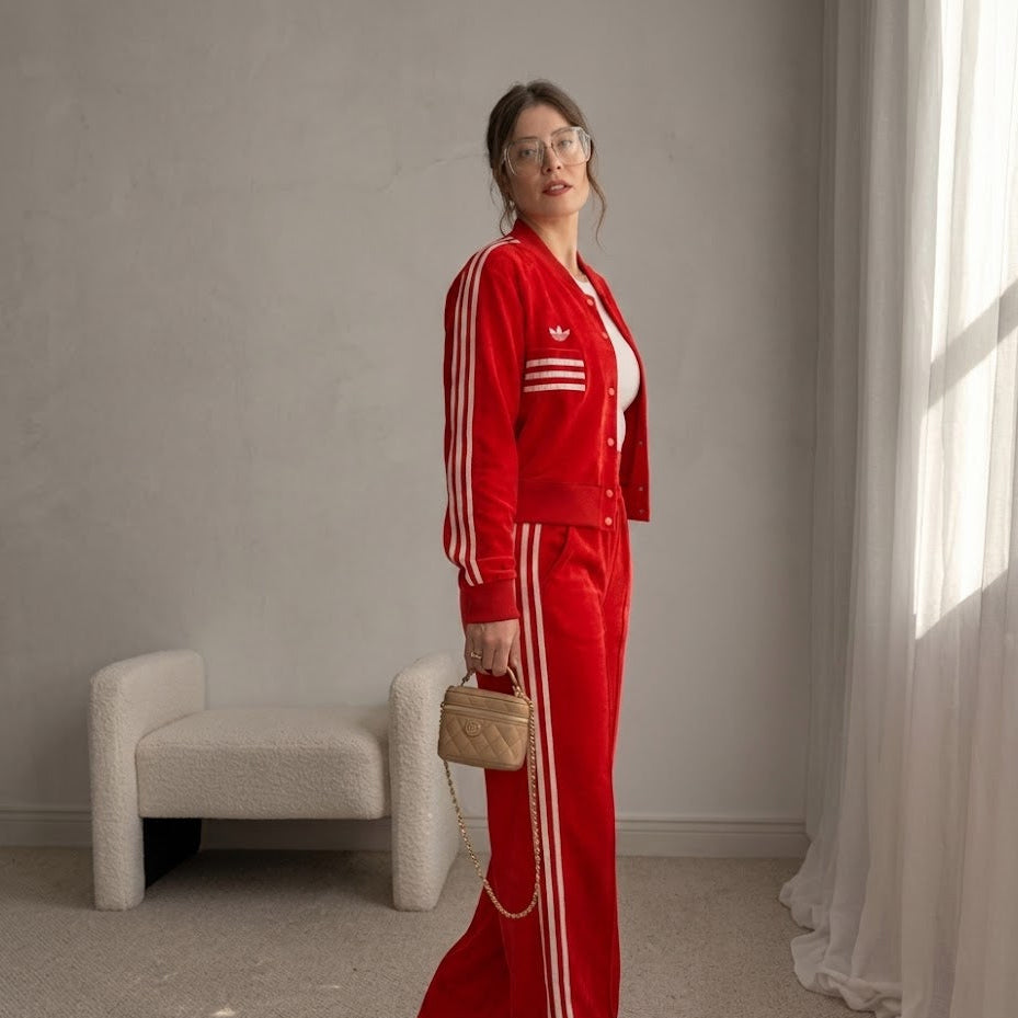 Adidas Originals Women's Three Stripes Tracksuit – Red