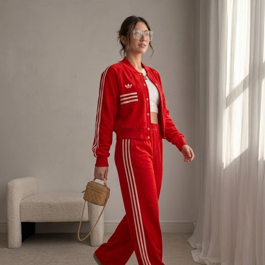 Adidas Originals Women's Three Stripes Tracksuit – Red