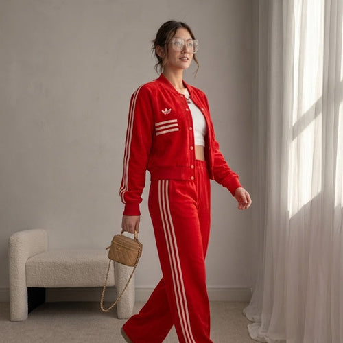 Adidas Originals Women's Three Stripes Tracksuit – Red