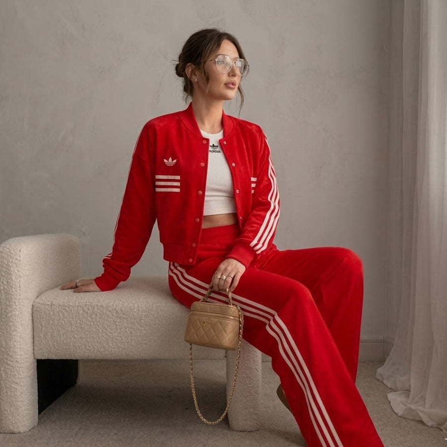 Adidas Originals Women's Three Stripes Tracksuit – Red