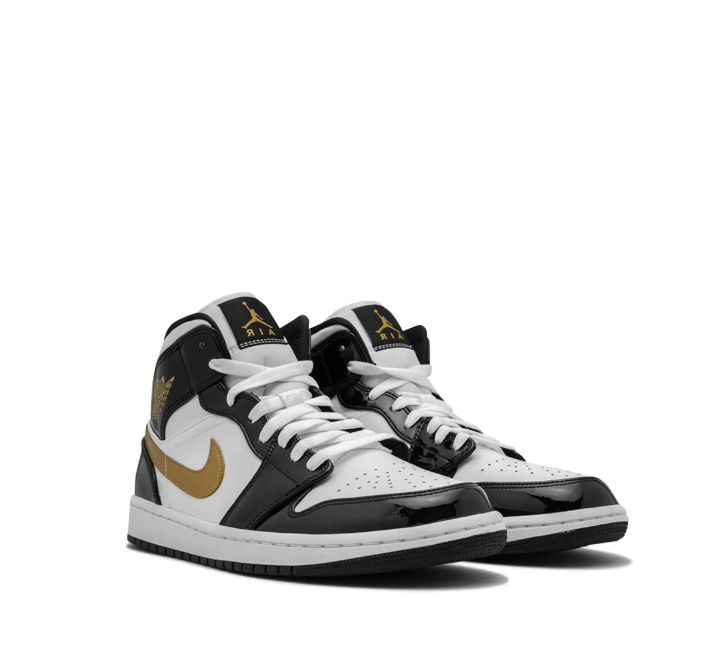 Air Jordan 1 Mid SE "Black/Gold Patent Leather"